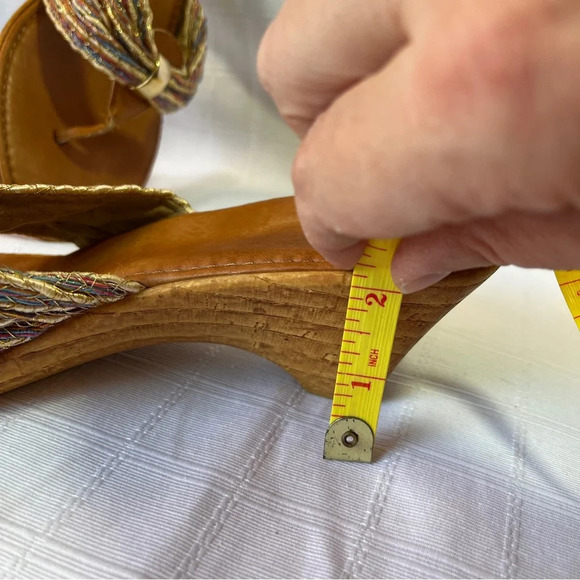 Made In Italy Designer Boho Goddess Fairy Sandals Size 6 Stacked Chunky Heel - Picture 5 of 11